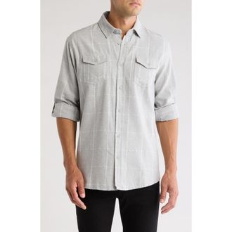 Burnside Plaid Flannel Shirt in Grey White at Nordstrom Rack, Size Xxx-Large