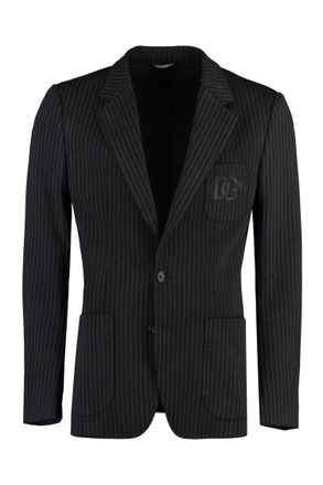 Dolce & Gabbana Black Stripes Notched Lapel Blazer