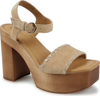 Candie's Michell Platform Slide Sandal in Natural Suede at Nordstrom, Size 11