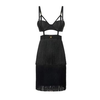 Elisabetta Franchi Short Dresses, female, Black, Size: S Lightweight Crepe Mini Dress