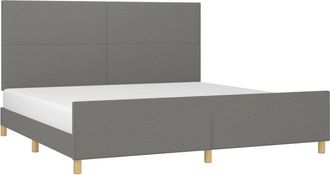 vidaXL Cama Sin Colch&oacute;n Tela Gris Oscuro 200x200 Cm Vidaxl