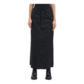 Junya Watanabe Rokken, Dames, Zwart, S, Wol, Gonna Cargo in Lana