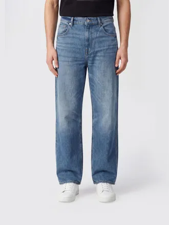 7 For All Mankind Jeans Mount a gamba larga in denim di cotone a cinque tasche