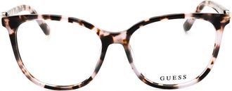 Guess GU50109 Tortoiseshell Acetate Oval Eyeglasses - Tortoiseshell