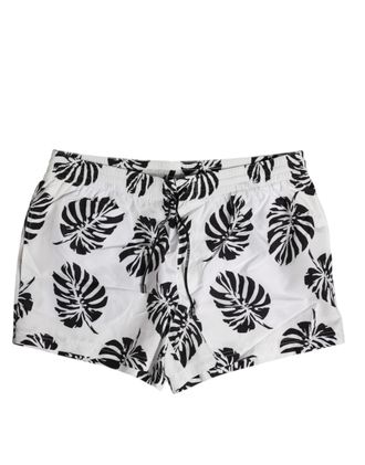 Dolce & Gabbana White Black Print Beachwear Shorts Mens Swimwear