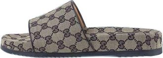 Gucci GG Slide Sandal Beige Blue Monogram 692951-2HK60-4061