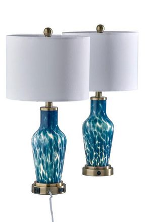 Adesso Grady Table Lamps in Antique Brass/blue at Nordstrom