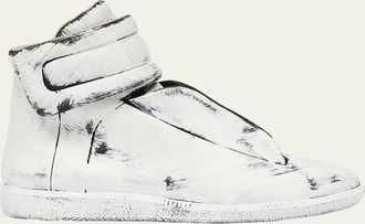 Maison Margiela Mens Future Bianchetto Leather Mid-Top Sneakers