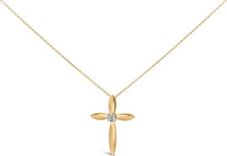House of Brilliance Gold Vermeil Diamond Accent Cross Pendant Necklace