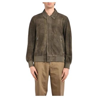 Giorgio Brato Bomber Jackets, male, Green, Size: 3XL Leather Bomber Jacket
