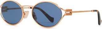 Miu Miu Oval-frame Sunglasses - Gold - One Size
