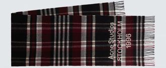 Acne Studios Sciarpa in lana a quadri con logo