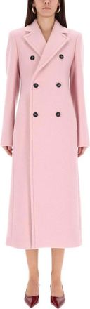 Sportmax Jassen, Dames, Roze, S, Wol, Comune Lange Jas