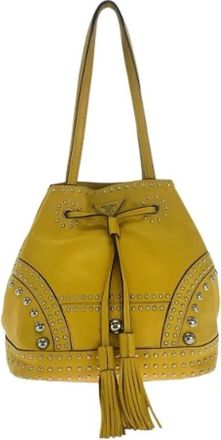 Prada Pre-owned Shoulder Bags, female, Yellow, Size: ONE SIZE Pre-owned Leather shoulder-bags