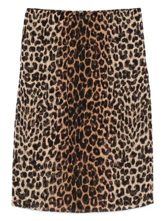 Saint Laurent animal-print skirt - women - Fabric - 36 - Brown