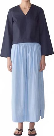 Foemina Bobby Skirt In Chambray Pinstripe Cotton