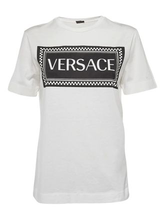 Versace T-shirt in cotone con logo - Bianco