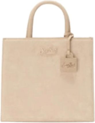 Saint Barth Tassen, Dames, Beige, ONE Size, Leer, Shop Bag Midi