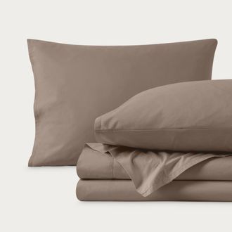Bare Home 100% Organic Cotton Percale Cooling Sheet Set in Taupe at Nordstrom, Size Twin X-Long