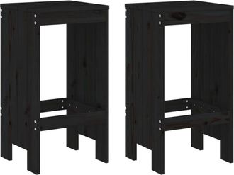 vidaXL Vidaxl - Bar Stools 2 pcs Black 40x36x75 cm Solid Wood Pine