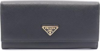 Prada Black Leather Long Wallet (Bi-Fold) (Pre-Owned)
