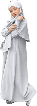 Generic Muslim Dress for Girls Abaya with Hijab Toddler Islamic Prayer Clothes Kaftan Robe for Kids Girls Maxi Dresses Ramadan Dress Eid Oufits Childrens Long