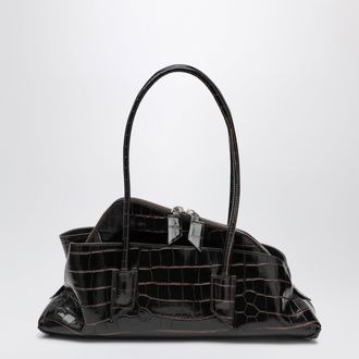 The Attico La Passeggiata Small bag in coffee crocodile-print leather