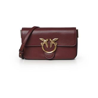 Pinko Pinko - Love One Mini Slouchy - Dames - Tassen - Rood - Maat: ONE Size Leer
