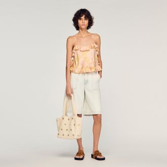 Sandro Flower print crop top