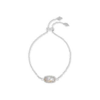 Kendra Scott Elaina Silver Adjustable Chain Bracelet in Ivory Mother-of-Pearl