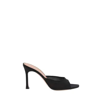 Amina Muaddi Black Nylon Stiletto Heel Womens Sandals