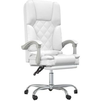 vidaXL Silla De Oficina Reclinable Masaje Cuero Sint&eacute;tico Blanco Vidaxl