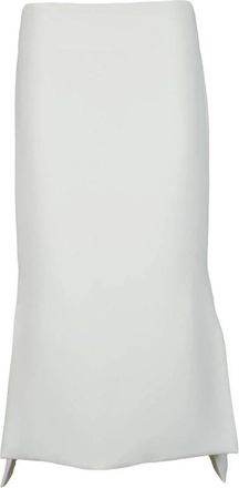 Sportmax Lange Adelfi Rok met Ritssluiting - Dames - Midirokken - Wit - 2XS - Polyester - Rokken