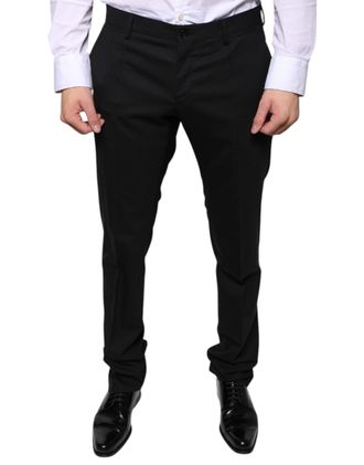 Dolce & Gabbana Mens Black Wool Skinny Dress Formal Pants Virgin Elastane