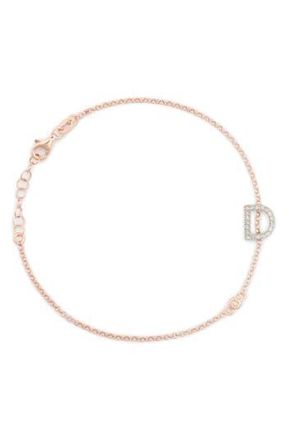Meshmerise Diamond Initial Bezel Bracelet in Rose-D at Nordstrom Rack