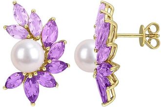 Rina Limor Gold-Plated Silver 6.74 Ct. Tw. Pearl & 8-9Mm Pearl Earrings