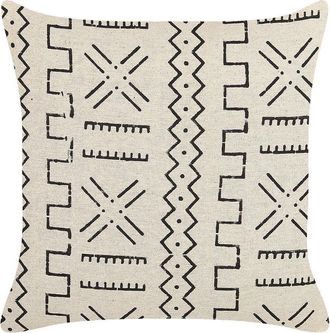 Beliani Coj&iacute;n De Algod&oacute;n Blanco Crema Negro 45 X 45 Cm Patr&oacute;n Geom&eacute;trico Boho Myrica