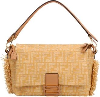 Fendi Mamma Baguette Paglia Ff/Napp - Dames - Handtassen - Bruin - ONE Size - Tassen