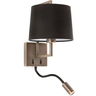 Faro Barcelona Frame Aplique De Pared Oro Viejo Mate/negra Con Lector Led 20173-03