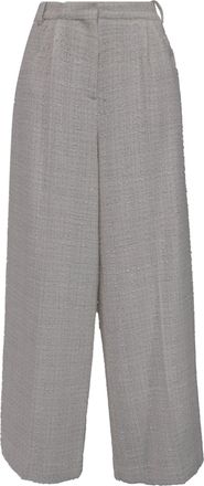 Maje Wide-Leg Tweed Trousers in White Cotton