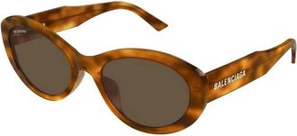 Balenciaga Flat Oval Zonnebrillen - Dames - Zonnebrillen - Bruin - 56 MM - Nylon - Accessoires
