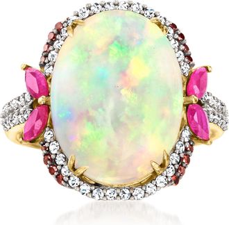 Ross-Simons Ethiopian Opal Ring With. Rubies and. Multicolored Diamonds in 14kt Yellow Gold