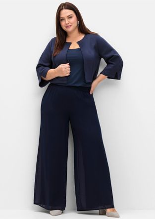 Sheego Boleroblazer SHEEGO Bolero, Damen, Gr. 40, blau (marine), 54% Polyester, 41% Viskose, 5% Elasthan, Blazer Boleroblazer