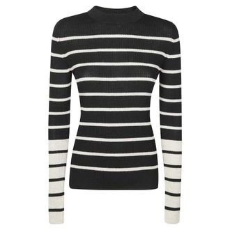 8pm Round-neck Knitwear, female, Black, Size: XS Maglia Oversize Bacchetta Arabesque