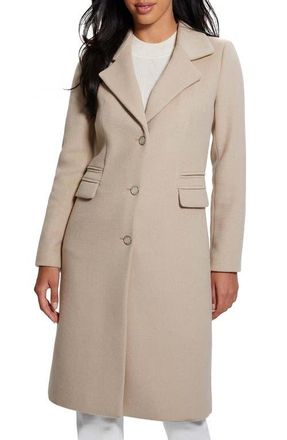 Guess New Laurence Coat with Detachable Faux Fur Collar in Brown at Nordstrom, Size Large