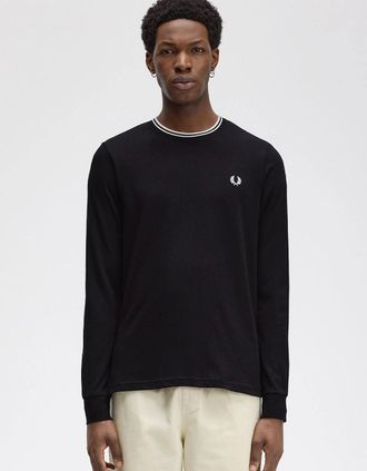 Fred Perry Mens Fred Perry Mens Long Sleeve Twin Tipped T-Shirt - Black - Size: 42
