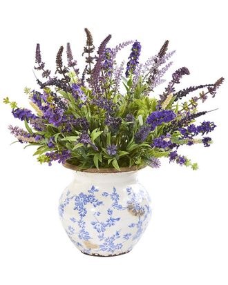 Nearly Natural Lavender Artificial Arrangement In Floral Vase