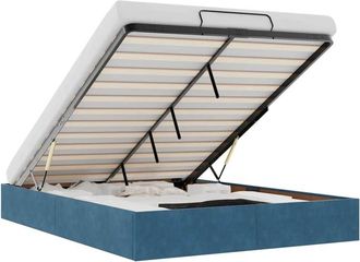 vidaXL Estructura De Cama Otomana Sin Colch&oacute;n Azul Oscuro 140x200 Cm Vidaxl