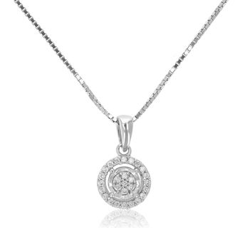 Vir Jewels 1/12 cttw Lab Grown Diamond Round Circle Pendant Necklace.925 Sterling Silver 1/3 Inch With 18 Inch Chain