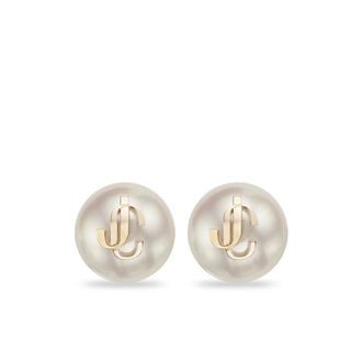 Jimmy Choo London JC Pearl Studs - Dames - Oorbellen - Wit - ONE Size - Accessoires